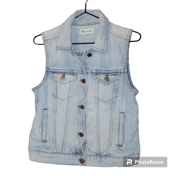 MADEWELL light wash jean denim vest - Picture 1 of 9